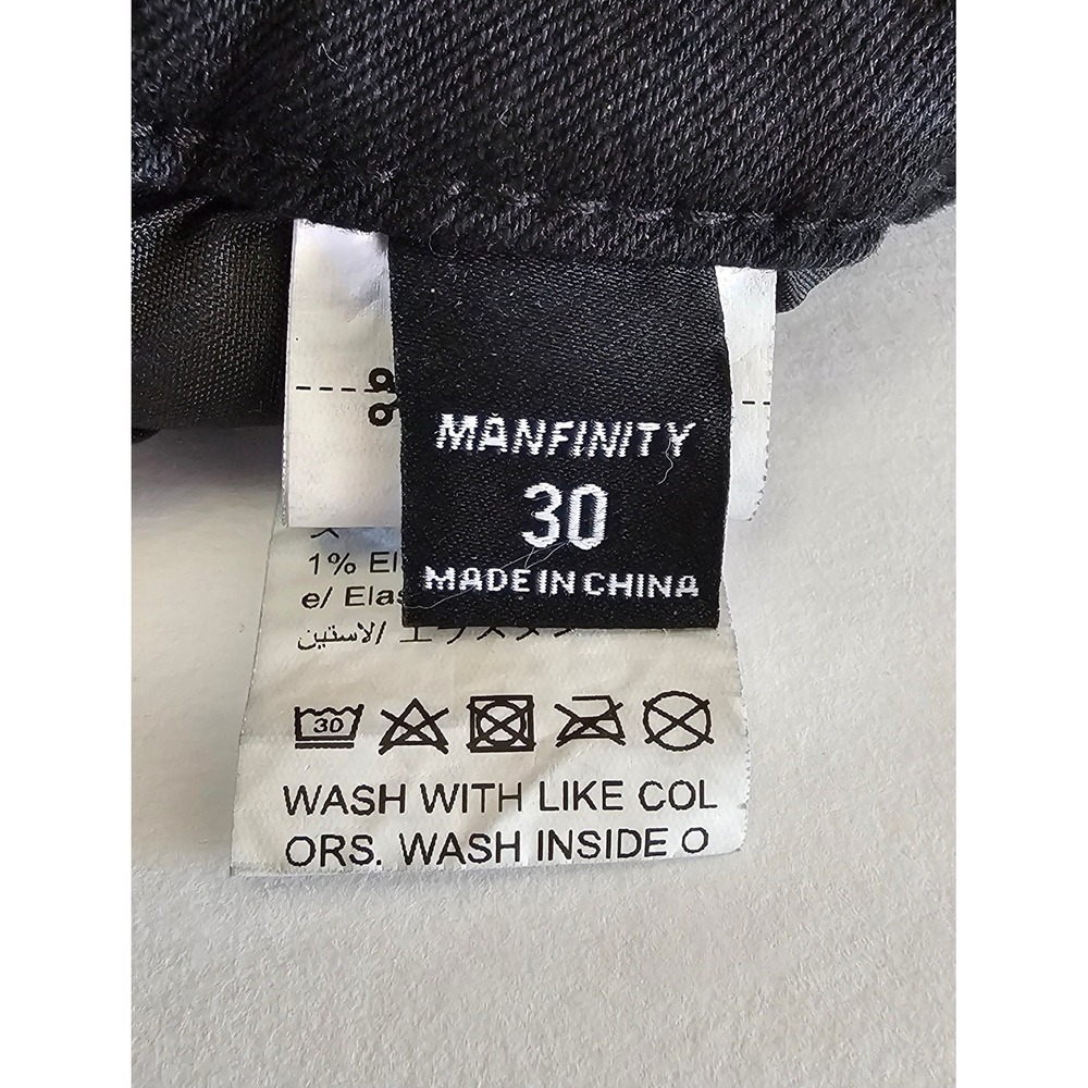 MANFINITY Mens Black Distressed Paint Splatter Slim Fit Jeans Size 30 - Picture 5 of 7